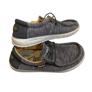 HEY DUDE Wally Youth Stretch Taupe Shoes Size 2 Big Kid Loafer Slip On